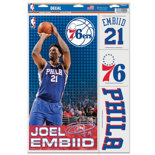 费城 76 人队多用途贴花 11 英寸 x 17 英寸 Joel Embiid
