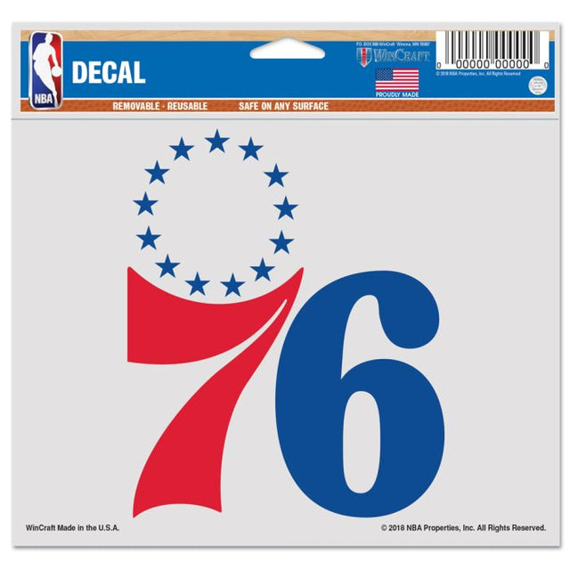 Calcomanía multiusos de los Philadelphia 76ers, fondo transparente, 5" x 6"