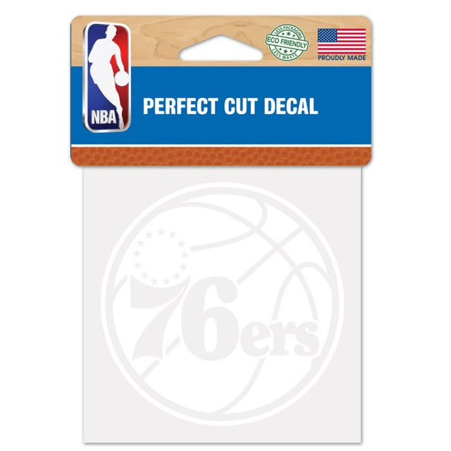 Calcomanía blanca de corte perfecto de los Philadelphia 76ers de 4" x 4"