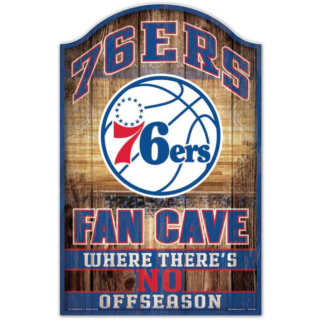 Letrero de madera de los Philadelphia 76ers de 11" x 17" y 1/4" de grosor