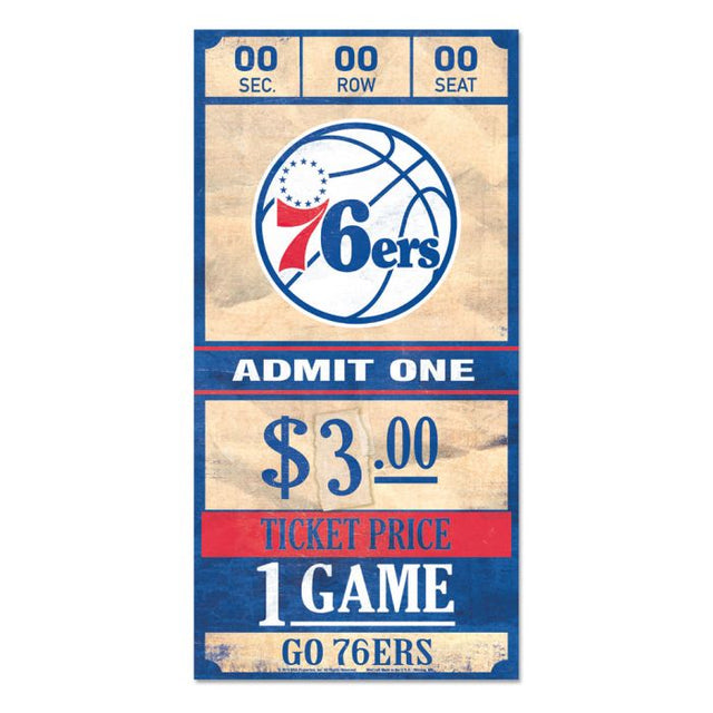 Letrero de madera de los Philadelphia 76ers de 6 x 12 3/8" de grosor