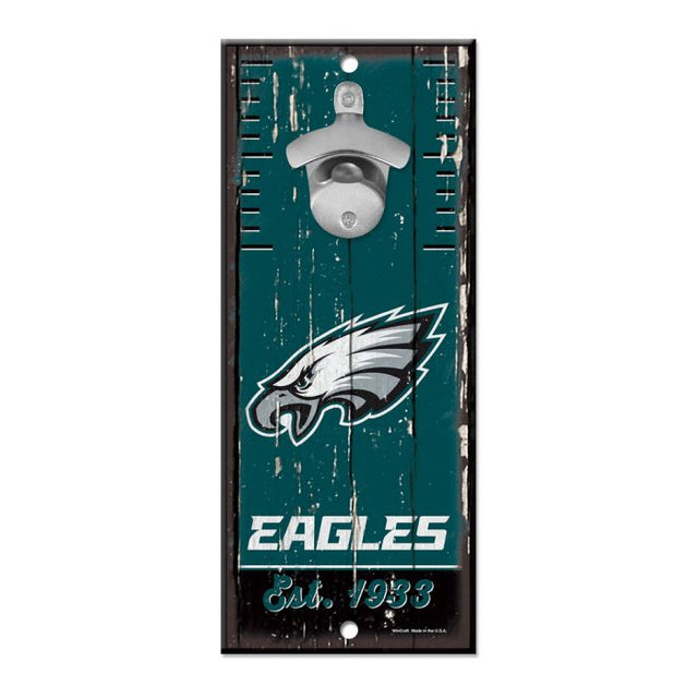 Letrero destapador de botellas de los Philadelphia Eagles de 5 x 11 pulgadas