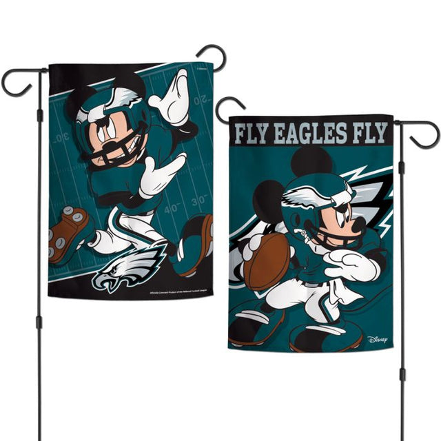Banderas de jardín de los Philadelphia Eagles y Disney Mickey Mouse, de 2 lados, 12,5" x 18"