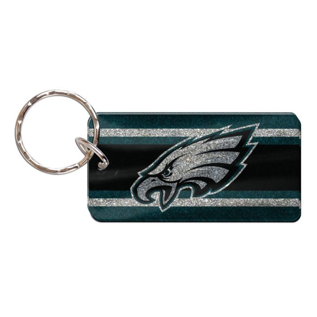 Llavero rectangular con rayas brillantes de los Philadelphia Eagles