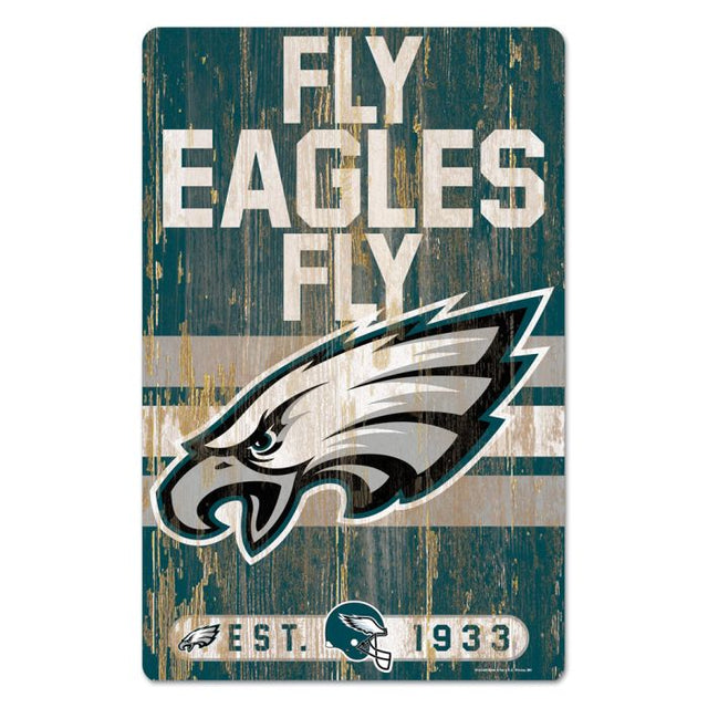 Letrero de madera con el eslogan de los Philadelphia Eagles, 11" x 17", 1/4" de grosor