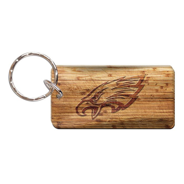 Llavero rectangular de madera de los Philadelphia Eagles