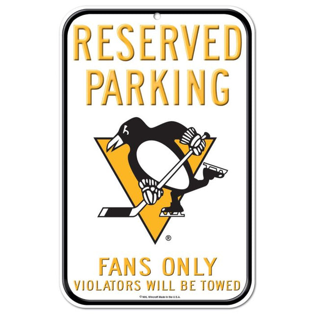 Pittsburgh Penguins Reserved Parking Plastic Sign 11" x 17"