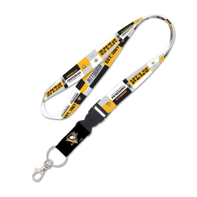 Pittsburgh Penguins color block Lanyard w/detachable buckle 1"