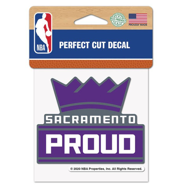 Calcomanía con eslogan de los Sacramento Kings, corte perfecto, color, 4" x 4"