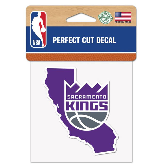 Calcomanía de color de corte perfecto con forma de estado de Sacramento Kings, 4" x 4"