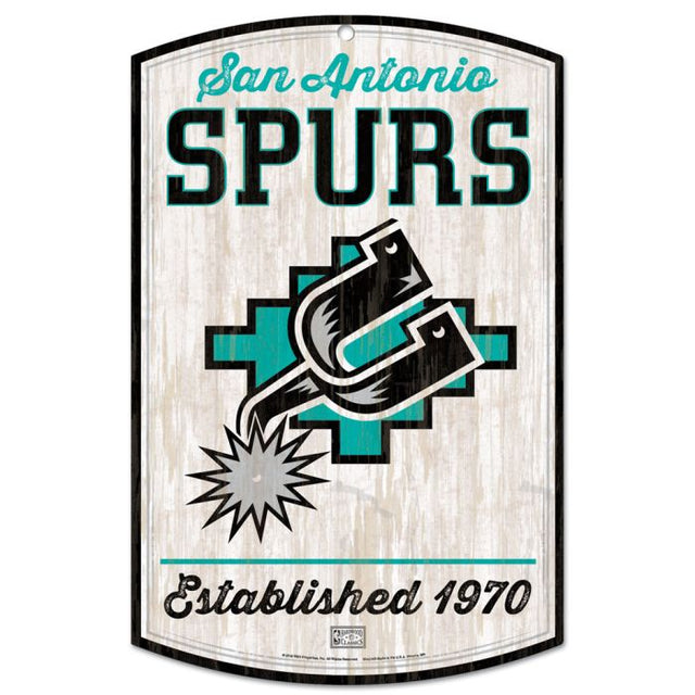 Letrero de madera de los San Antonio Spurs Hardwoods de 11" x 17" y 1/4" de grosor