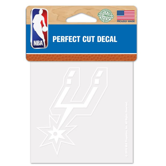 Calcomanía blanca de corte perfecto de los San Antonio Spurs de 4" x 4"