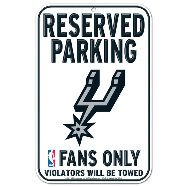 Letrero de plástico de estacionamiento reservado de los San Antonio Spurs de 11" x 17"
