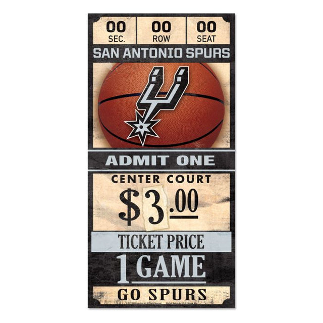 Letrero de madera de los San Antonio Spurs, 6 x 12 3/8" de grosor