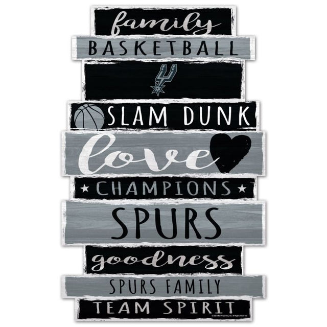 Letrero de madera con el texto "San Antonio Spurs" en forma de tablón, 11" x 17", 1/4" de grosor