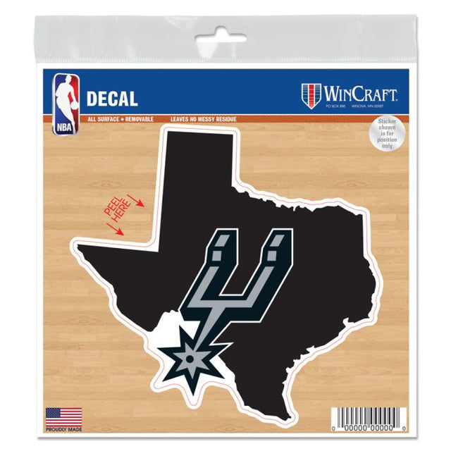 Calcomanía para todo tipo de superficies con la forma del estado de los San Antonio Spurs, 6" x 6"