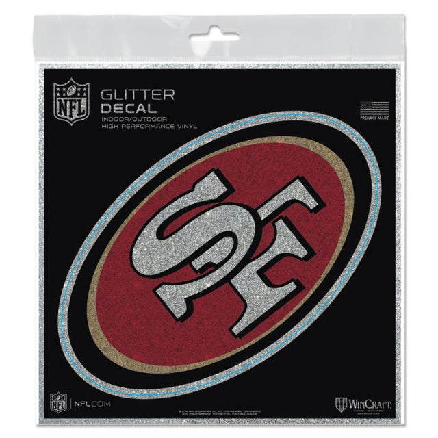 San Francisco 49ers Decal Glitter 6" x 6"