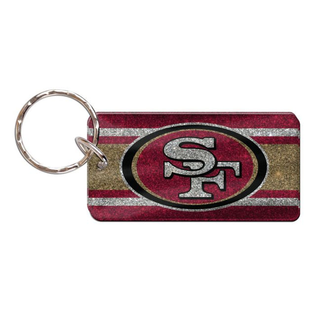 Llavero rectangular con rayas brillantes de los San Francisco 49ers