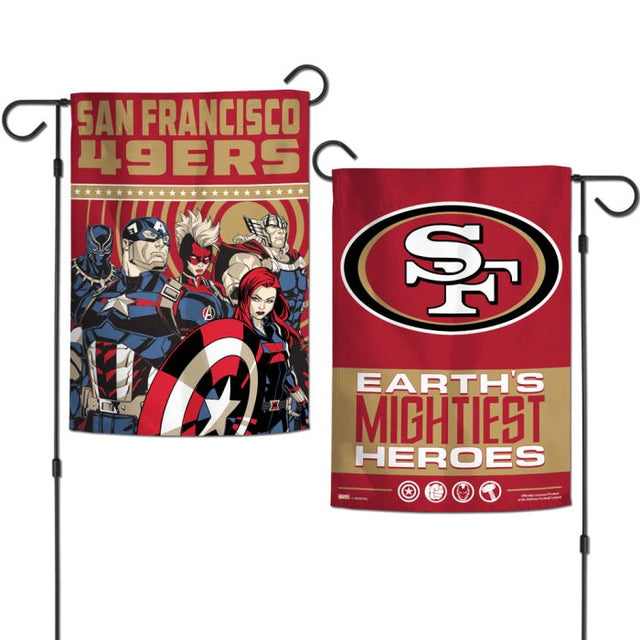 San Francisco 49ers / Marvel (C) 2021 Marvel Garden Flags 2 sided 12.5" x 18"