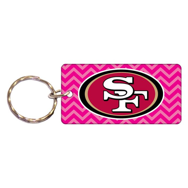 San Francisco 49ers PINK CHEVRON Keychain Rectangle