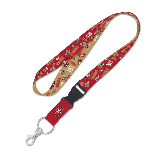San Francisco 49ers Scatterprint Lanyard w/detachable buckle 1"