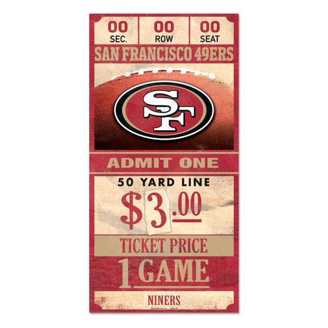 San Francisco 49ers Ticket Wood Sign 6x12 3/8" thick