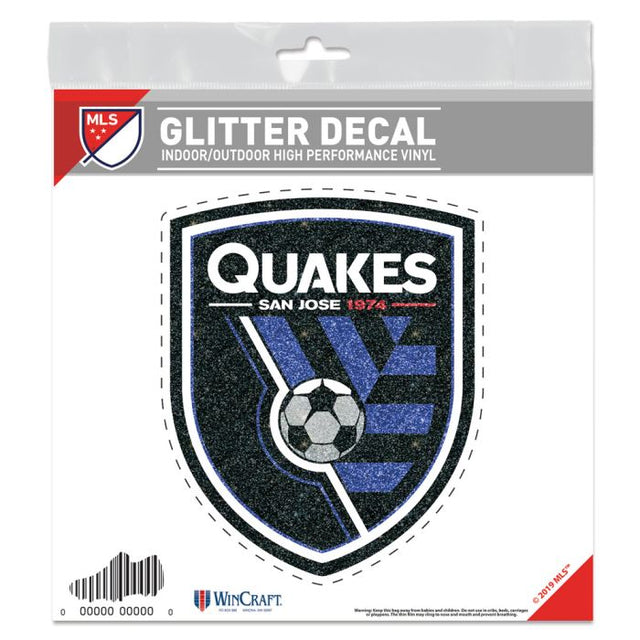 San Jose Earthquakes Decal Glitter 6" x 6"