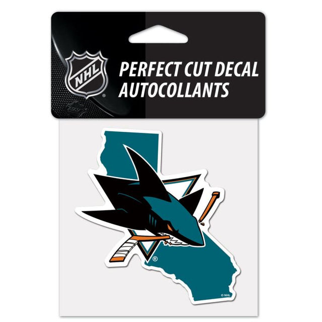 San Jose Sharks STATE Perfect Cut Color Decal 4" x 4"