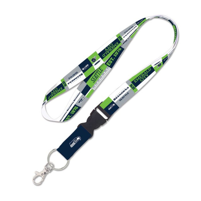 Seattle Seahawks Color Block Lanyard w/detachable buckle 1"