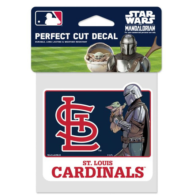 圣路易斯红雀队/星球大战曼达洛人完美切割彩色贴花 4 英寸 x 4 英寸