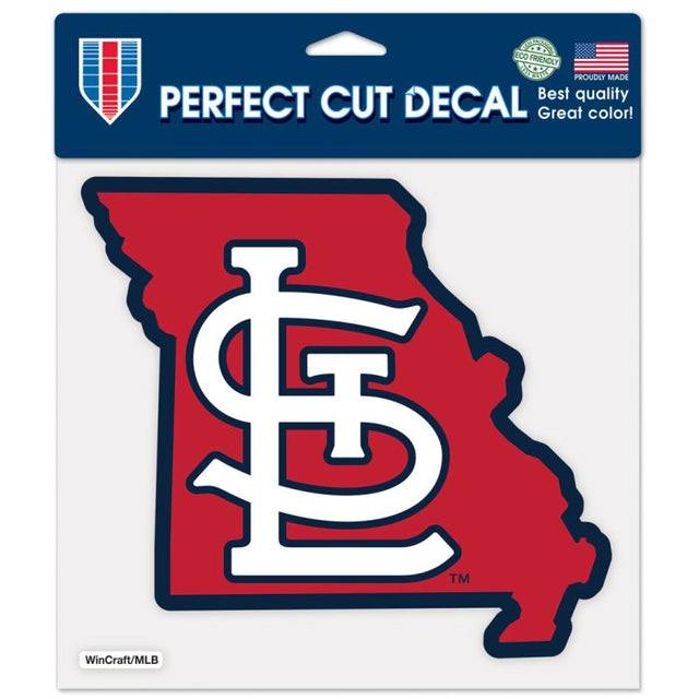 Calcomanía de color con corte perfecto de la forma del estado de los St. Louis Cardinals de 8" x 8"