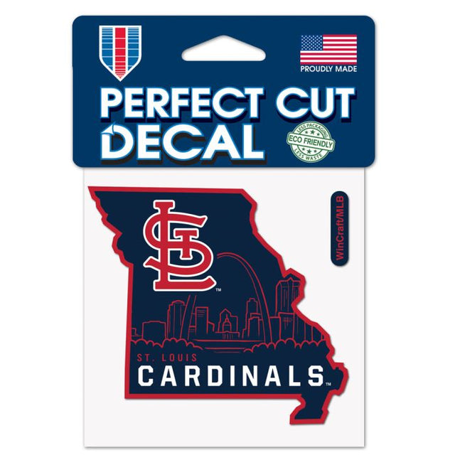 St. Louis Cardinals state shape Perfect Cut Color Decal 4" x 4"