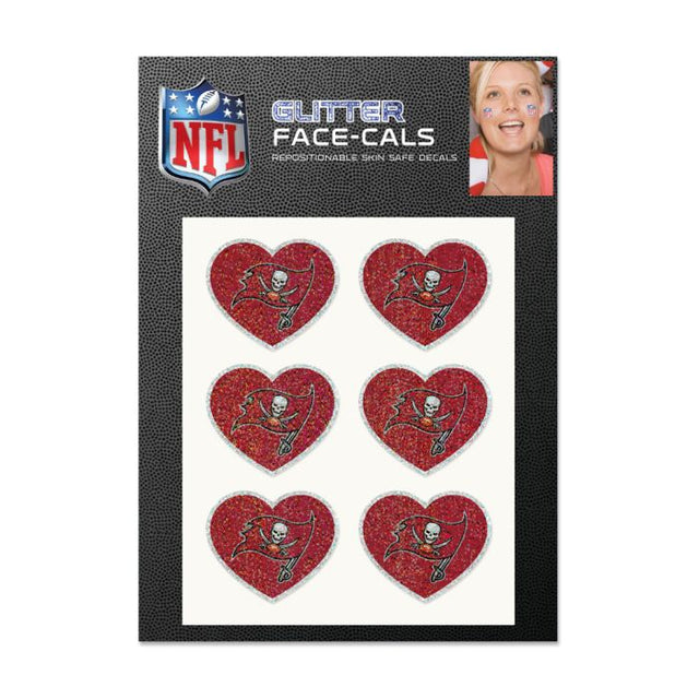 Tampa Bay Buccaneers Heart Glitter Tattoo 6 Pack