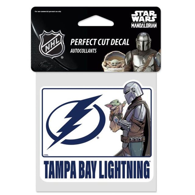 Calcomanía de color de corte perfecto de Tampa Bay Lightning/Star Wars Mandalorian de 4" x 4"