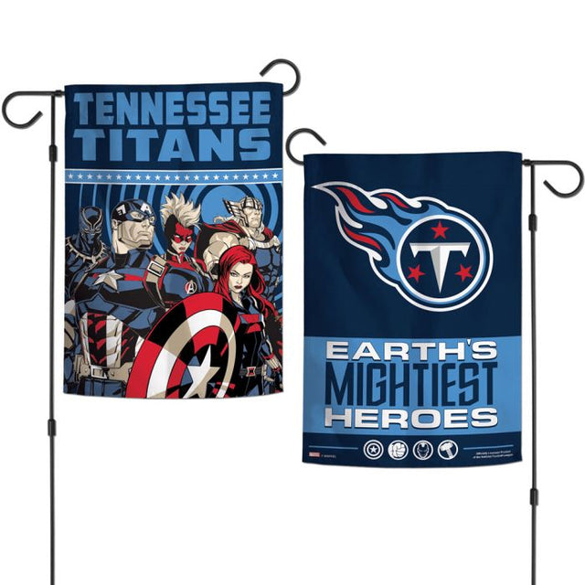 Banderas de jardín de Tennessee Titans/Marvel (C) 2021 MARVEL, 2 lados, 12,5" x 18"