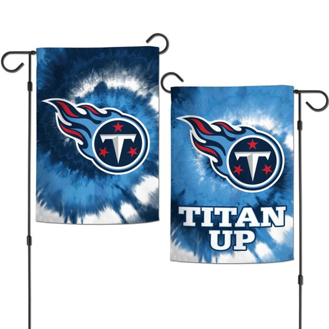 Banderas de jardín teñidas anudadas de Tennessee Titans, de 2 lados, 12,5" x 18"