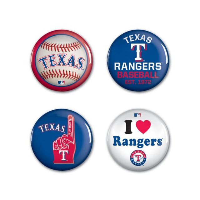 Paquete de 4 botones de los Texas Rangers de 1 1/4" de diámetro