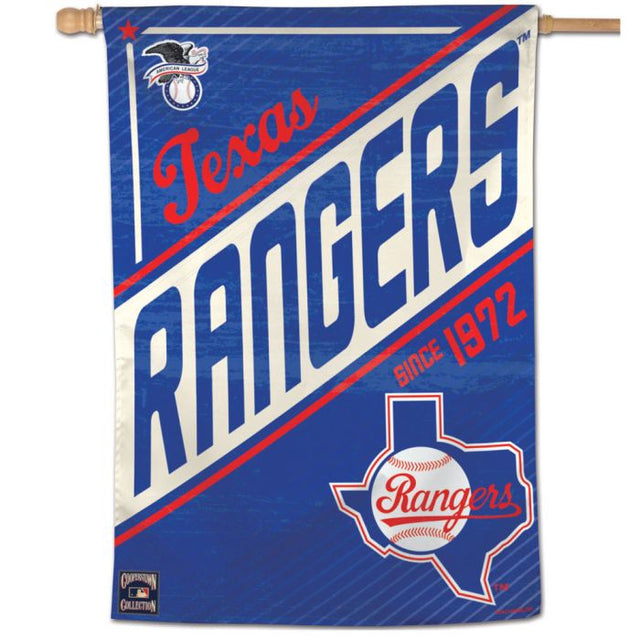 Bandera vertical de los Texas Rangers/Cooperstown de 28" x 40"