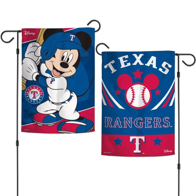 Banderas de jardín de Texas Rangers / Disney Mickey Mouse de 2 lados, 12,5" x 18"