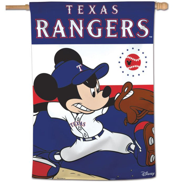 Bandera vertical de los Texas Rangers/Disney de 28" x 40"