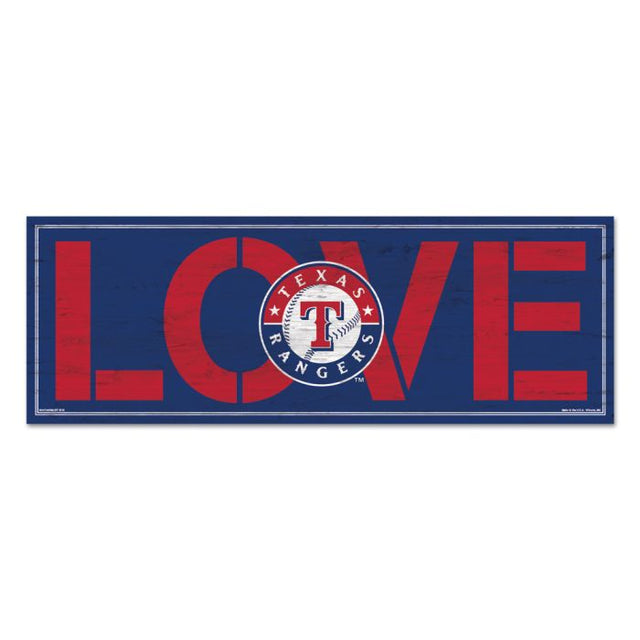Letrero de madera con la leyenda "Love" de los Texas Rangers, 8" x 23", 1/4" de grosor