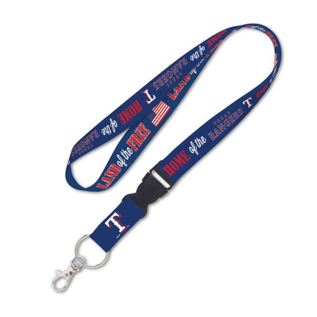 Texas Rangers / Patriotic Patriotic Lanyard con hebilla desmontable de 1"