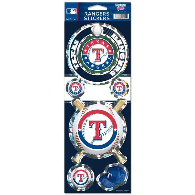 Calcomanía prismática de los Texas Rangers de 4" x 11"