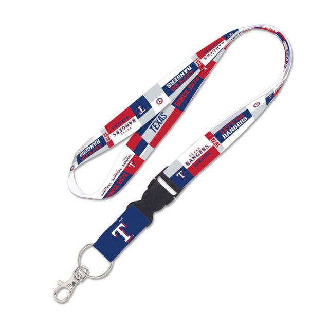 Texas Rangers color block Lanyard w/detachable buckle 1"