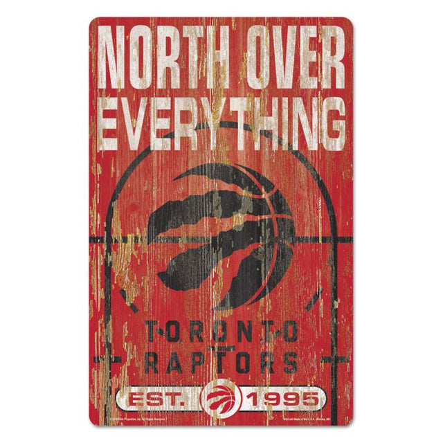 Letrero de madera con el lema de los Toronto Raptors, 11" x 17", 1/4" de grosor