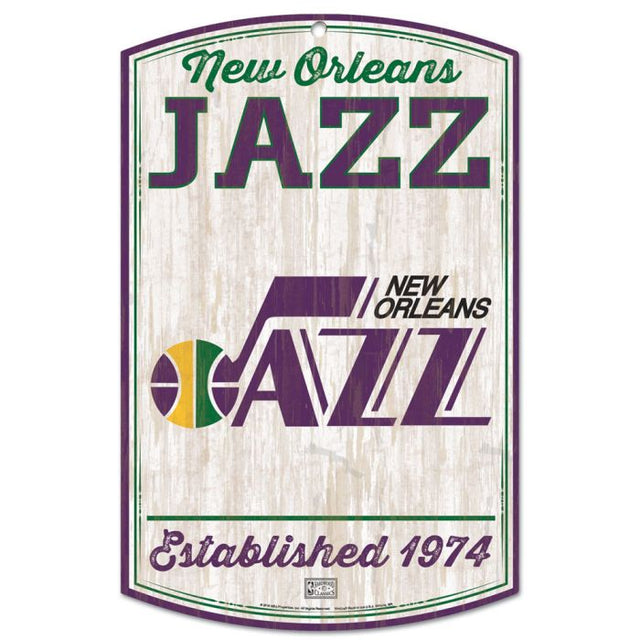 Utah Jazz Hardwoods Wood Sign 11" x 17" 1/4" thick
