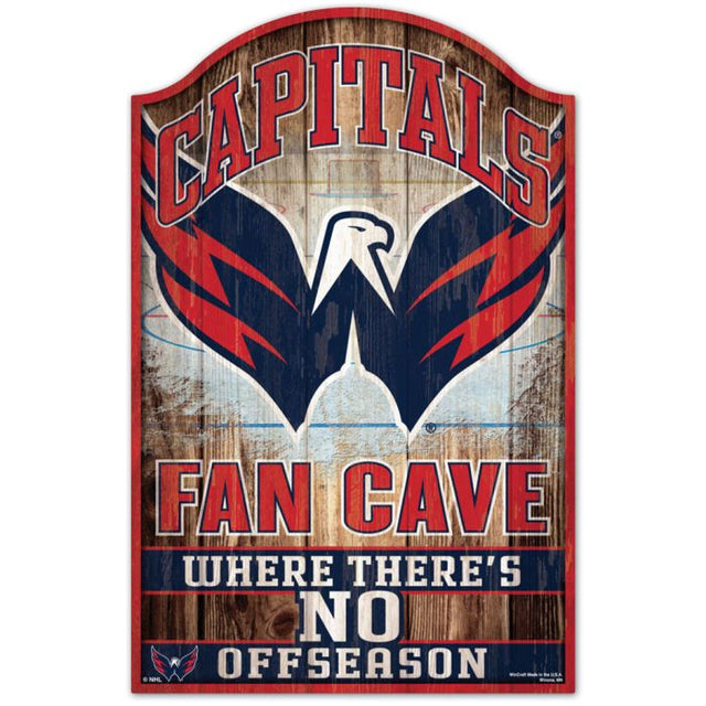 Letrero de madera para cueva de fanáticos de Washington Capitals, 11" x 17", 1/4" de grosor