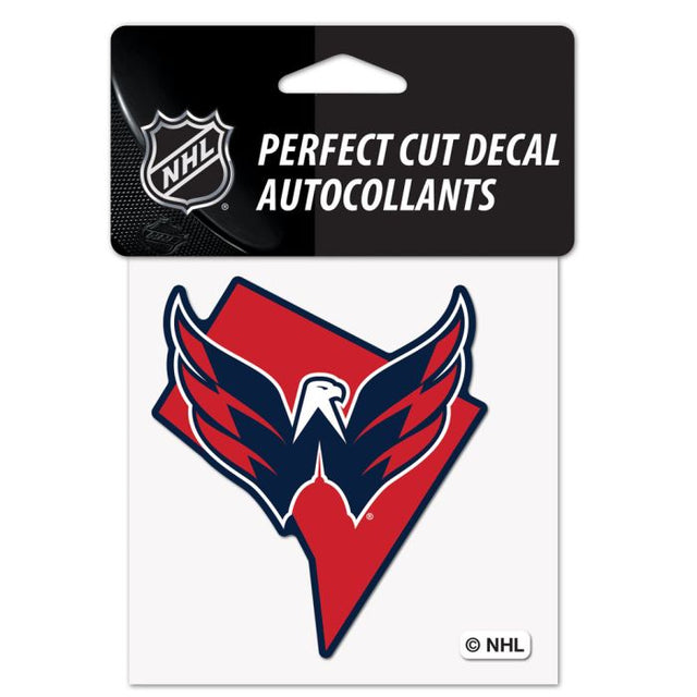 Calcomanía de color de corte perfecto con forma del estado de Washington Capitals de 4" x 4"