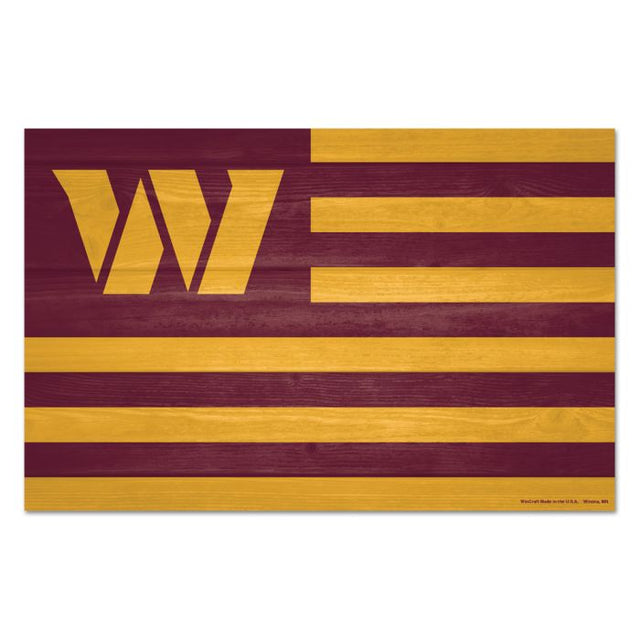 Washington Commanders AMERICANA Wood Sign 11" x 17" 1/4" thick