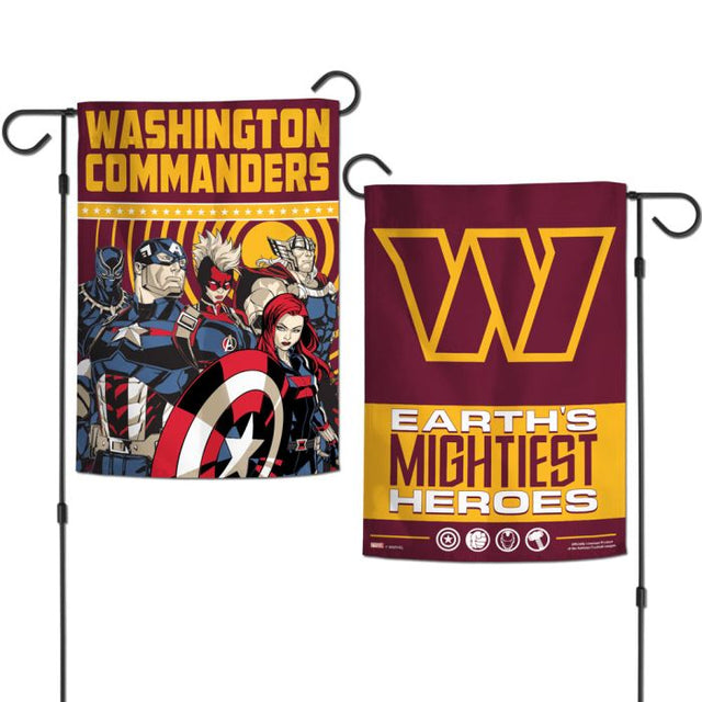 Washington Commanders / Marvel (C) 2022 Marvel Garden Flags 2 sided 12.5" x 18"
